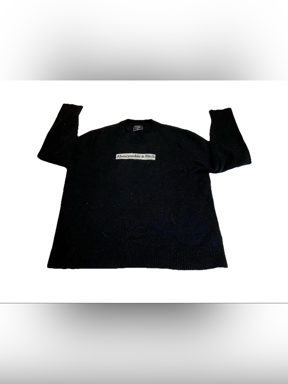 abercrombie fitch LOGO sweater BLACK W/ GRAY SIZE XL